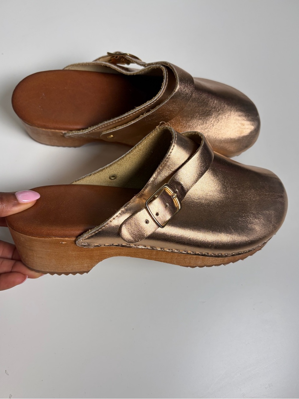 ANTHROPOLOGIE Rose Gold ABBA Clogs‎ 39 - Picture 2 of 16